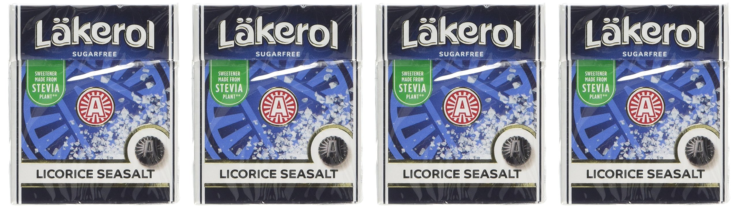 4 Boxes X 23g. of Läkerol Classic Licorice Seasalt Original Swedish