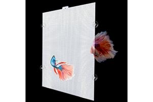 JoyHuaTrade 2 Sets Fish Tank Divider with Self-Adhesive Hook and Ties, Plastic Cuttable Aquarium Grid Plate DIY Adjustable Fish Separator Accessories, 10.2 x 13.2 Inch (Small)