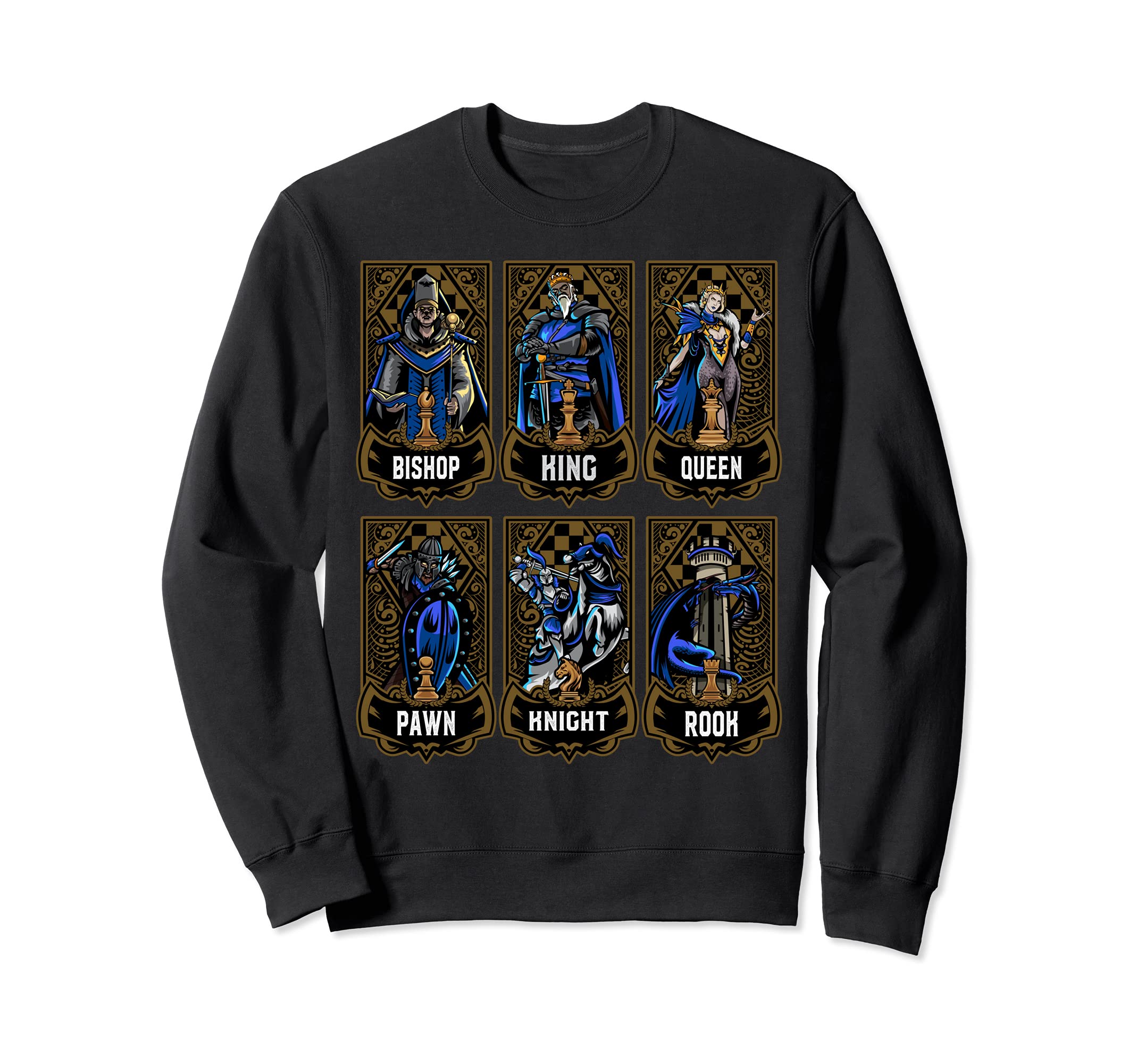 Chess Game Piece Set Chess Club Players Gambit Blue Team Sweatshirt