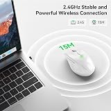 TECKNET 2.4G Wireless Mouse 4800 DPI 6 Levels USB Nano Receiver White view 4
