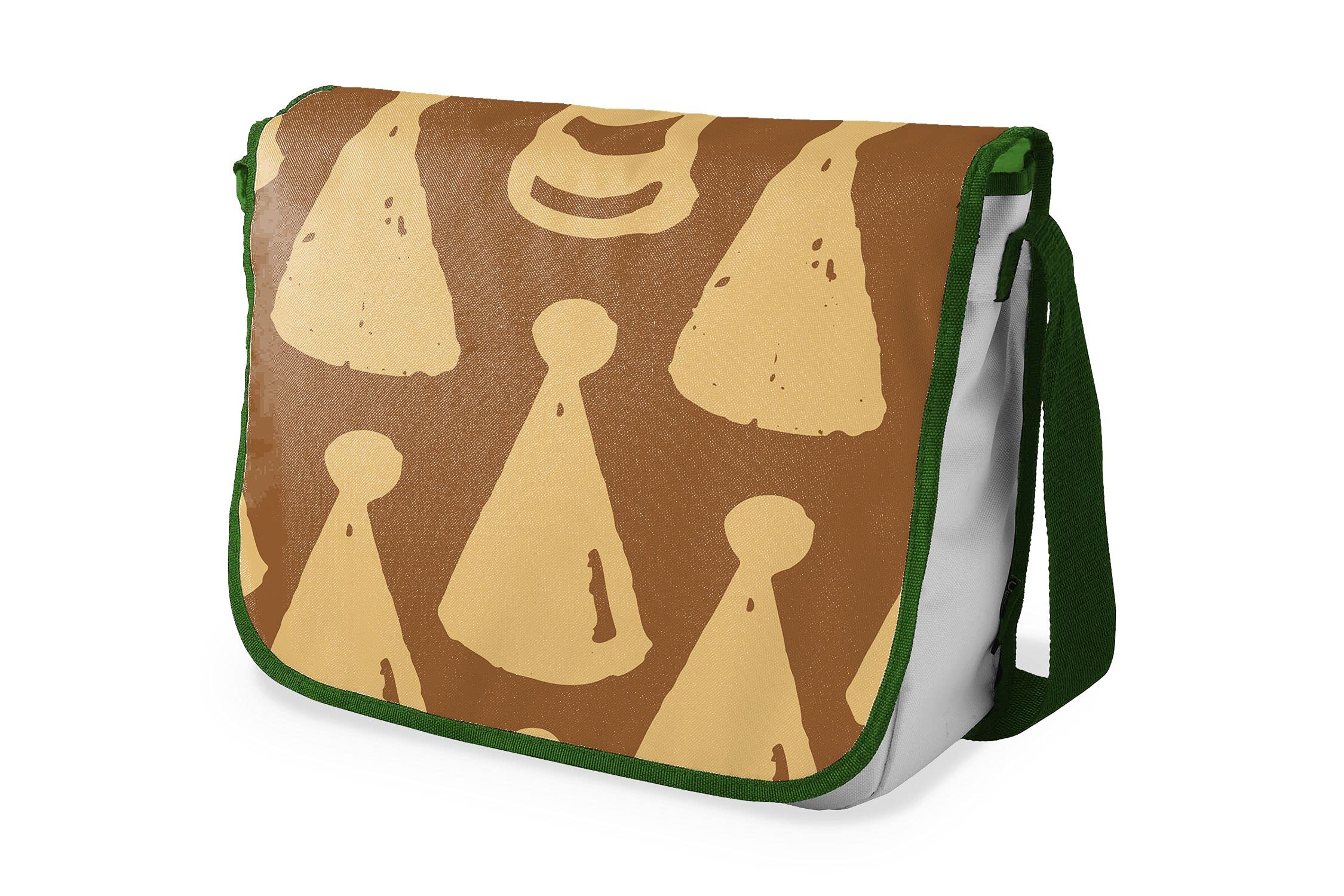 Bonamaison Digitally Printed Messenger School Bag with Khaki Strap for Students, Cross Body Bag, Courier Bag, Shoulder Bag for School, Back to School, Size: 29x36 Cm