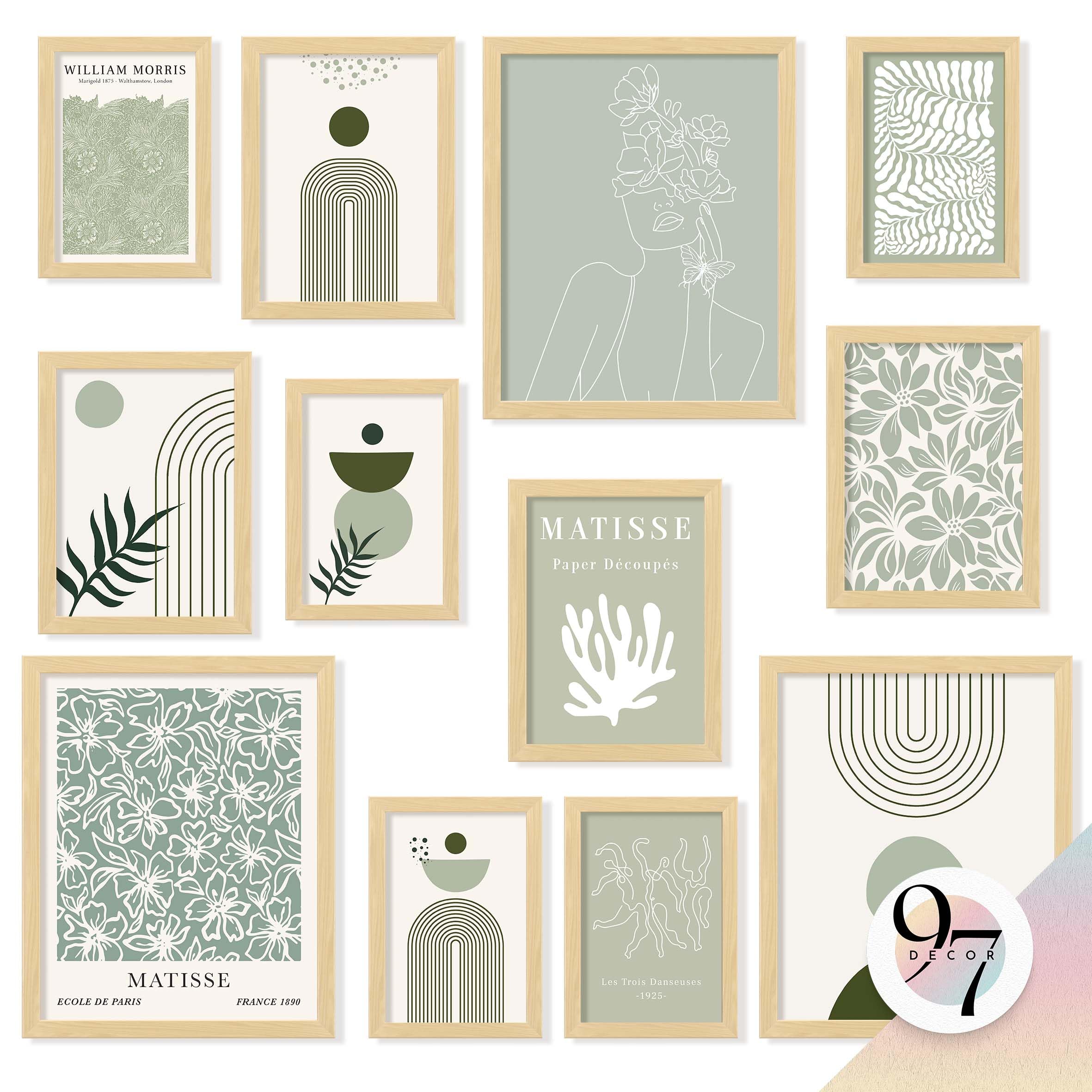 Photo 1 of 97 Decor Sage Green Wall Art Prints - Sage Green Posters For Room Aesthetic Picture, Abstract Boho Paintings Wall Decor, Cozy Matisse Prints Gallery Wall Art For Bedroom Dorm Decorations (unframed)