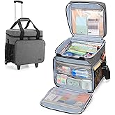 LUXJA Rolling Teacher Tote Bag with Bottom Support Pad, Multifunctional Teacher Bag with Detachable Dolly (Patented Design), Gray