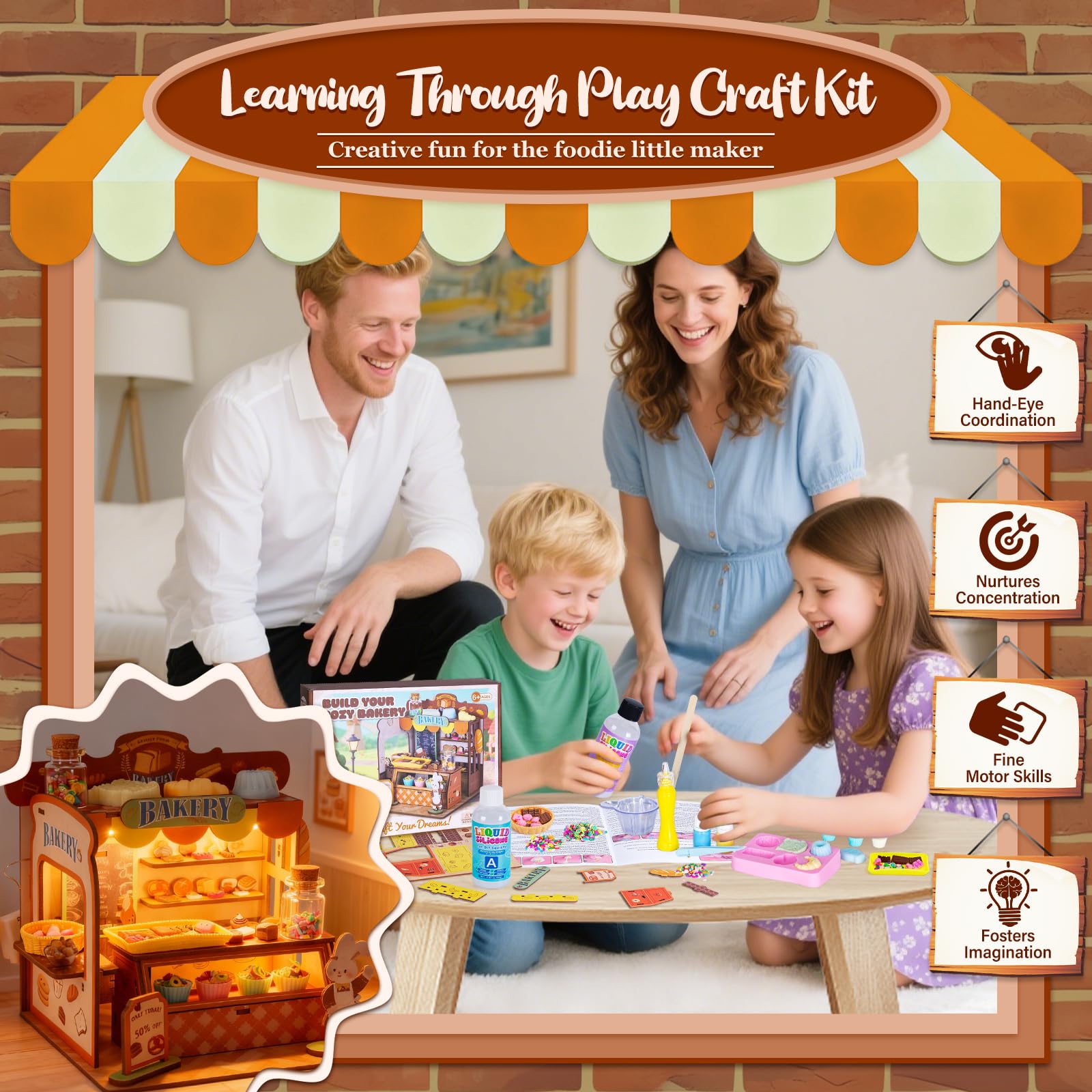 Ltteaoy DIY Miniatur Haus Bastelset für Kinder,Basteln mädchen 6-12 jahre mit LED Squishy selber machen Set Silikon und Modelliermasse,Geschenke mädchen 6/8/10/12 jahre 7