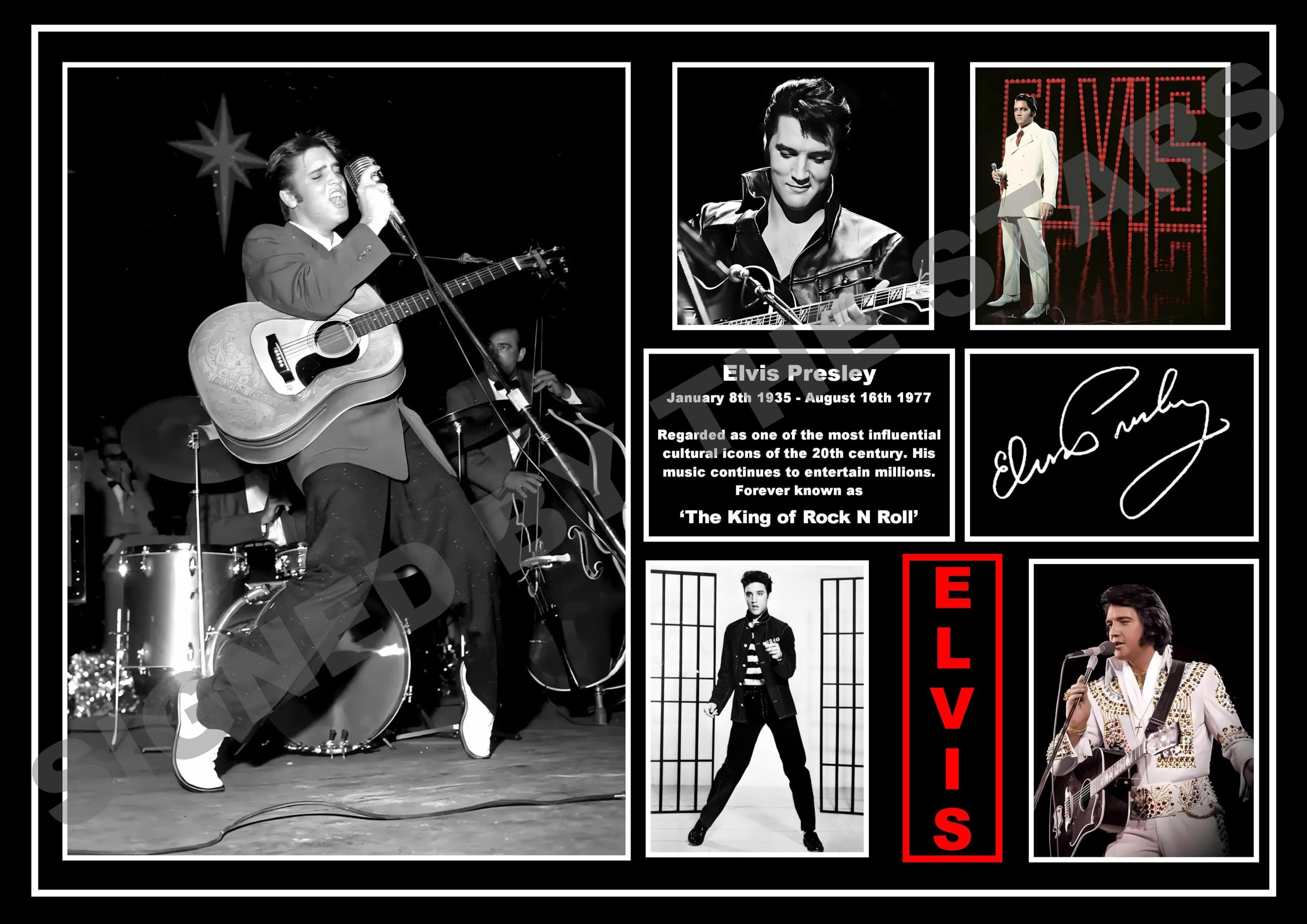 Stunning Quality Elvis Presley Tribute Signed/Autographed Print. (A4 PRINT ONLY 29.7CM X 21CM)