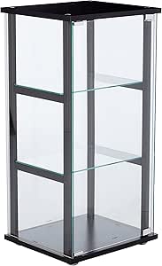 COASTER CO-950179 3-Shelf Glass Curio Cabinet, Black and Clear