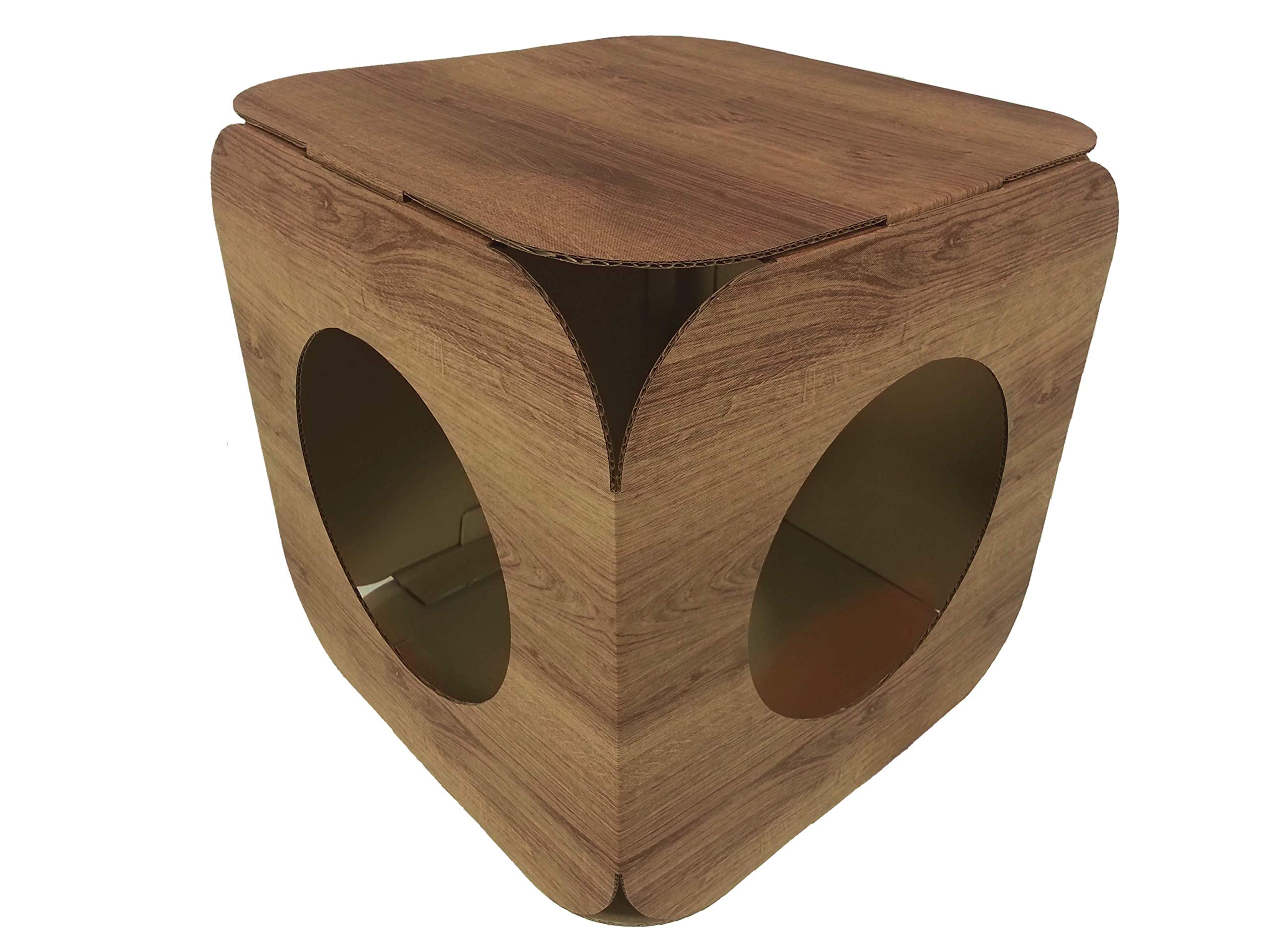 Cat FurNature - Cardboard Cat Cube - Wood Effect