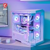 MSI MAG PANO M100L PZ WHITE Micro-ATX PC Case with USB-C 20Gbps GPU Stand view 2