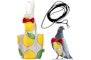 HOMEDY CRAFTS Pigeon Diaper Harness and Bird Leash Set, Birds Diapers for Pigeons and Leash Pigeon Harnesses, Diapers for Birds Cockatiel Parrot Parakeet, Macaw Harness and Leashes Pants (L-Yellow Lemon)