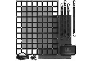 Finiboko Heavy Duty Cargo Net for Pickup Truck Bed,(4.8'x 6'-1200lbs) Gladiator Cargo Net with Portable Truck Bed Tarp,Weatherproof Cargo Cover Suitable for Daily and Rainy Day Loading of Trucks