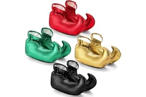 Liitrsh 8 Pcs Christmas Elf Shoes and Elves Headband Set Jester Shoes Cosplay Shoes Elf Costume Headwear Elf Hair Hoop for Adults Women Men Holidays Cosplay Party Accessories