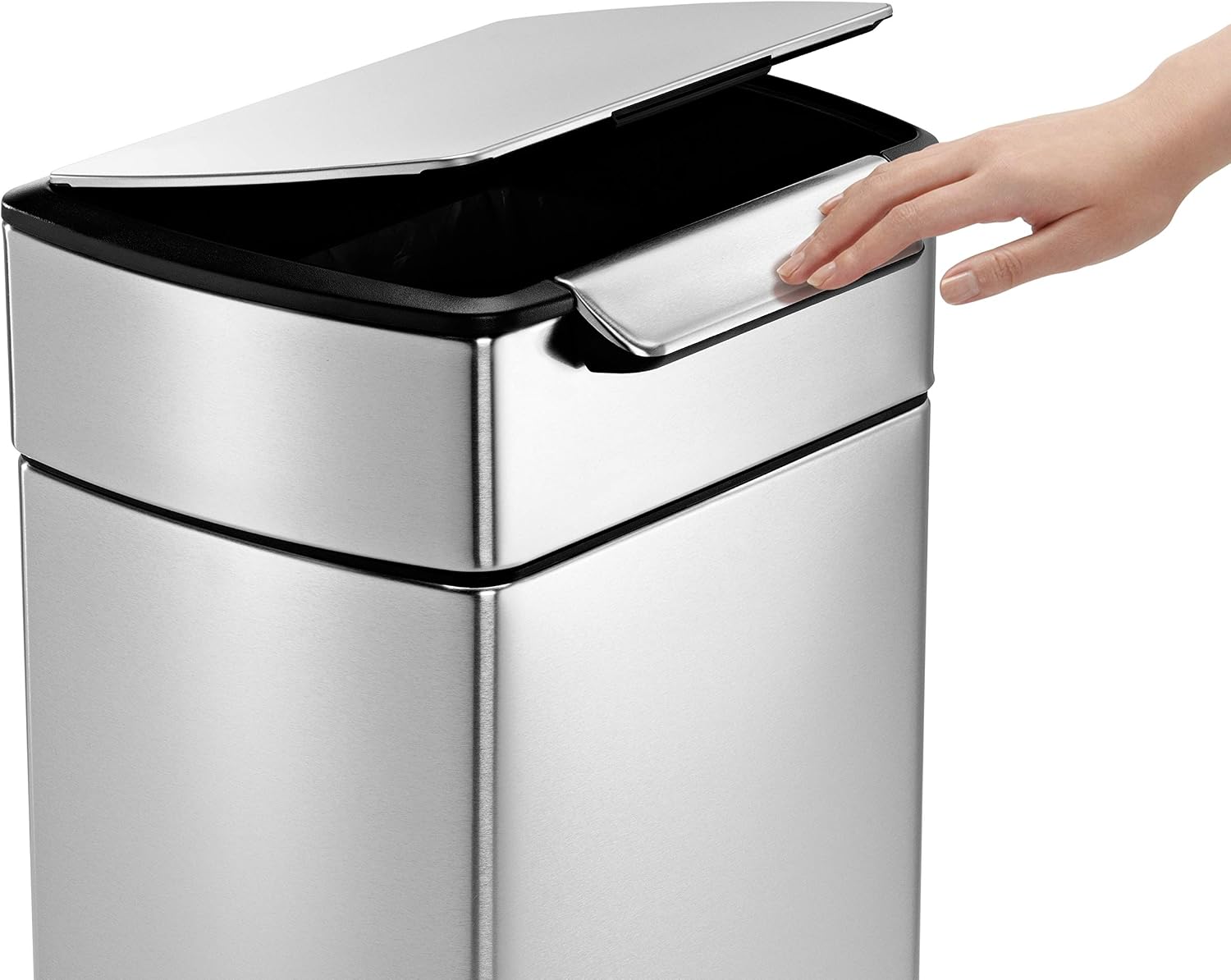 simplehuman CW2015 30L Rectangular Touch-Bar Kitchen Bin, Easy Open Touch-Bar, Stay-Open Lid, Inner Bucket - Image 5
