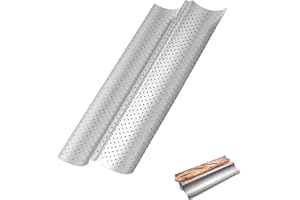 Baguette Bread Pan,Nonstick French Bread Baking Pan,Perforated French Bread Baking Pan,Perforated 2 Loaves Baguettes Bakery T