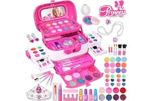 Esnowlee Kids Makeup Kit for Girl, 59 PCS Kids Makeup Toy for Little Girl Non-Toxic Washable Makeup Sets Play Real Makeup Kit for Girls Age 3 4 5 6 7 8 9 Birthday