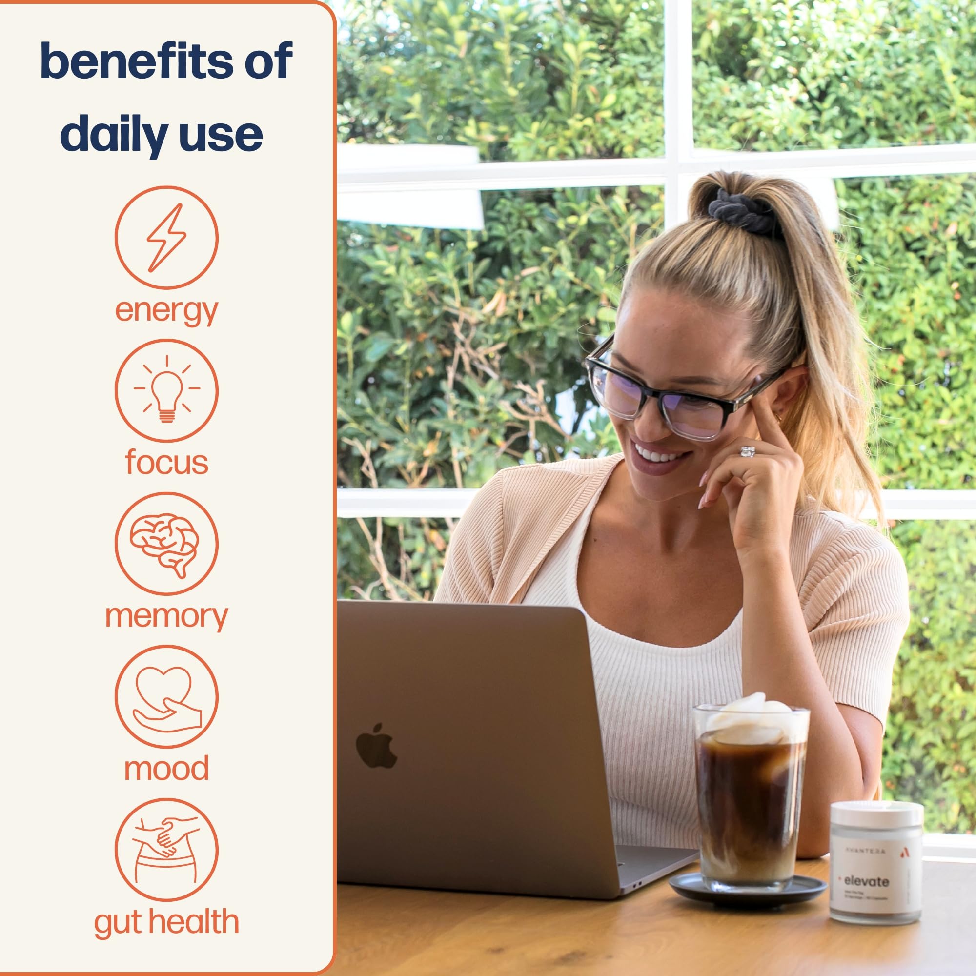 Avantera Elevate Premium Nootropic Supplement - Beat Brain Fog - Best Focus Supplements for Memory & Focus Support - Energy Without Crash - 56 Count Pills for Women & Men