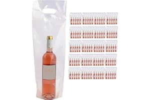 Upper Midland Products Wine Bags To Go, Doggy Go Plastic Wine Bags, Tamper Proof Seal For Transporting Open Wine Bottles 7”x 18.9” (100)