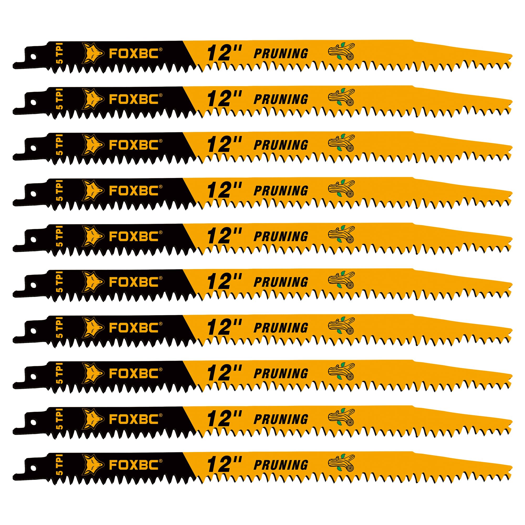 Photo 1 of * SEE SECOND, THIRD, AND FOURTH PHOTO FOR TOTAL QUALITY * FOXBC Wood Pruning Reciprocating Saw Blades, 12 Inch Pruning Saw Blades 5TPI for Tree Trimming, Wood Wet Cutting, 10-Pack