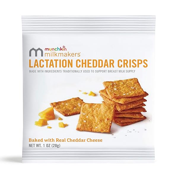 MUNCHKIN® MILKMAKERS® LACTATION CHEDDAR CRISPS FOR BREASTFEEDING MOMS WITH OATS AND FLAX, 6 COUNT