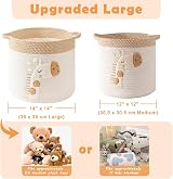 INough Large Giraffe Embroidered Cotton Rope Blanket Basket 14x14 view 6