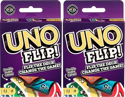 Mattel Games UNO Flip Family Card Game Double-Sided Deck 112 Cards Pack of 2