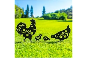 SRDJXY Chicken Metal Garden Stakes Decorative Chicken Gifts for Women/Men,Black Silhouette Statues for Yard Art,Outdoor Decor,Outside,Patio,Lawn Ornaments,Garden Decorations