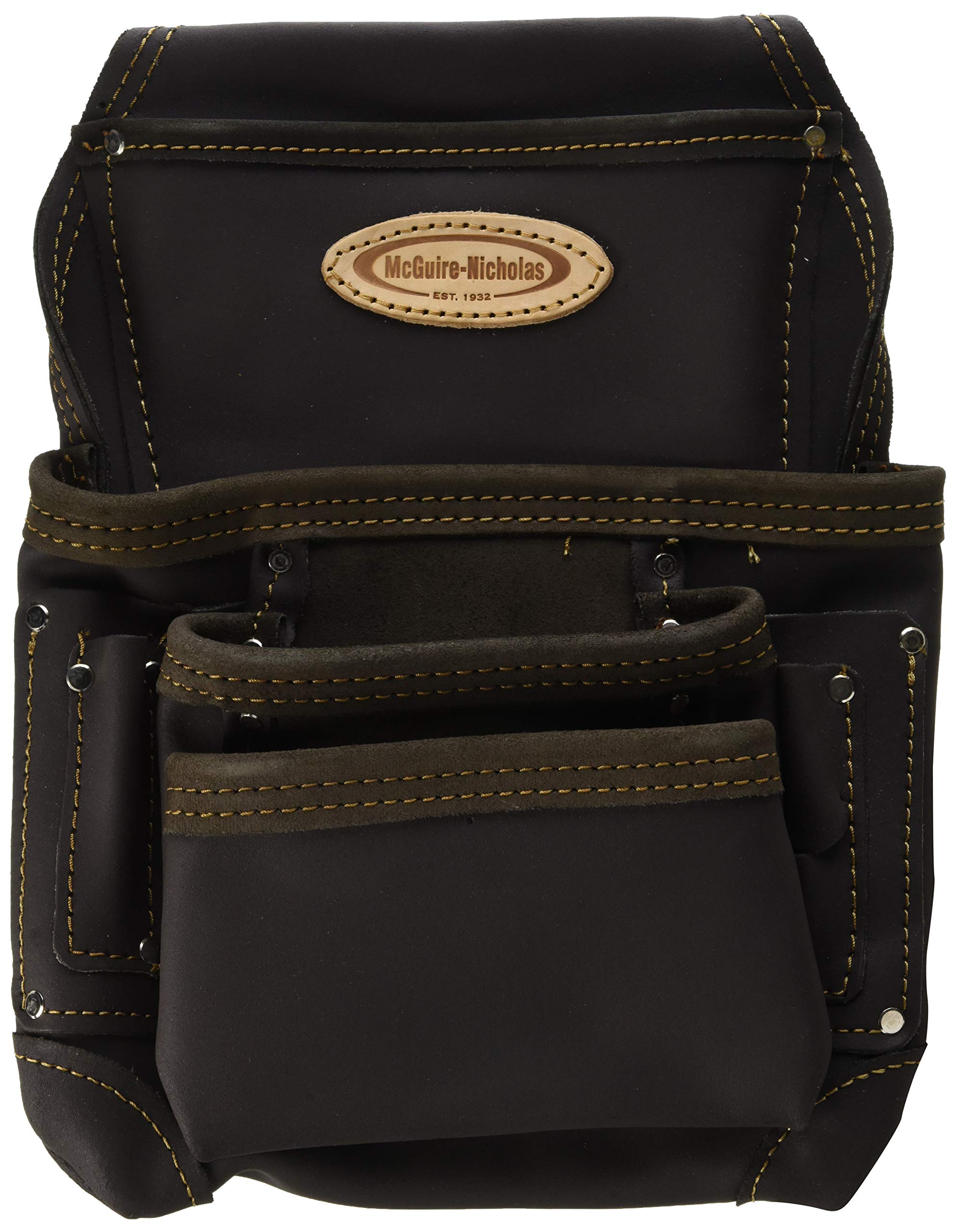 McGuire-Nicholas Oil Tanned Leather 10 Pocket Nail and Tool Pouch, Tan Brown (870-CC)