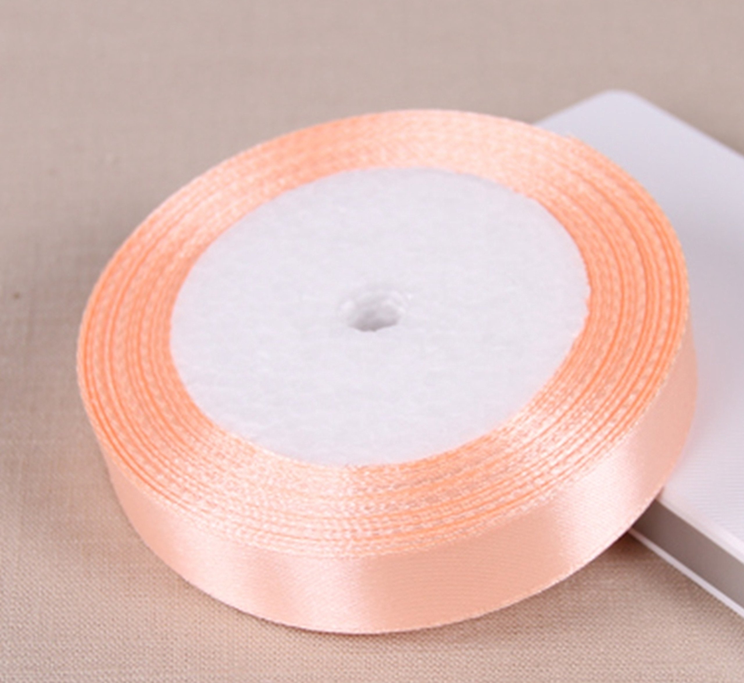 20mm Satin Ribbon Peach 22 Metrs Gift Wrap Ribbon, Ribbons for Gift Wrapping, Christmas Ribbon, Gift Wrapping Ribbon for Crafting, Wedding Party Decor