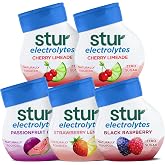 Stur Liquid Water Enhancer | Electrolyte Variety Pack | Naturally Sweetened | High in Antioxidant Vitamin C | Sugar Free | Zero Calories | Keto | Vegan | 5 Bottles, Makes 90 Drinks