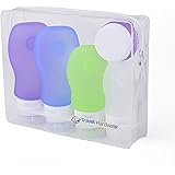 4 Silikon Reiseflaschen 100ml - Auslaufsicherer Kulturbeutel Set