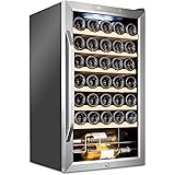 Ivation 34 Bottle Compressor Wine Cooler Refrigerator w/Lock | Large Freestanding Wine Cellar For Red, White, Champagne or Sp