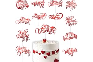 JJZXWISH 12 Styles Happy Valentine's Day Cake Topper Red Glitter Valentine Cake Topper Sweet Cupid Heart Cupcake Topper Food Picks Cake Decorations for Valentine's Day Wedding Gifts Party Suppliers