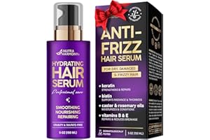 NUTRAHARMONY Hydrating Hair Serum – Keratin Hair Treatment for Dry, Frizzy, Damaged Hair – Biotin, Castor & Rosemary Oils – Anti‑Frizz, Heat Protectant & Split Ends Repair for Smooth, Shiny Hair, 5oz