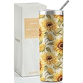 Onebttl Sunflower Gifts for Sunflower Lovers, 20oz Insulated Stainless Steel Tumblers with Lids and Straws, Perfect Gifts for Best Friend, Christmas, Birthday - Pattern
