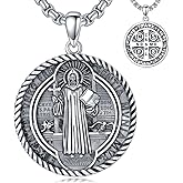 Cargari Patron Saint Necklace 925 Sterling Silver St Amulet Medal Pendant Religious Protection Jewelry Gifts for Men