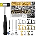 TLKKUE 240 Sets Rivets for Leather 3 Sizes Double Cap Rivets Tubular 4 Colors Leather Rivets with Rubber Hammer Fixing Tool Kit 4 Pieces for DIY Leather Craft Clothes Shoes Decoration and Repair