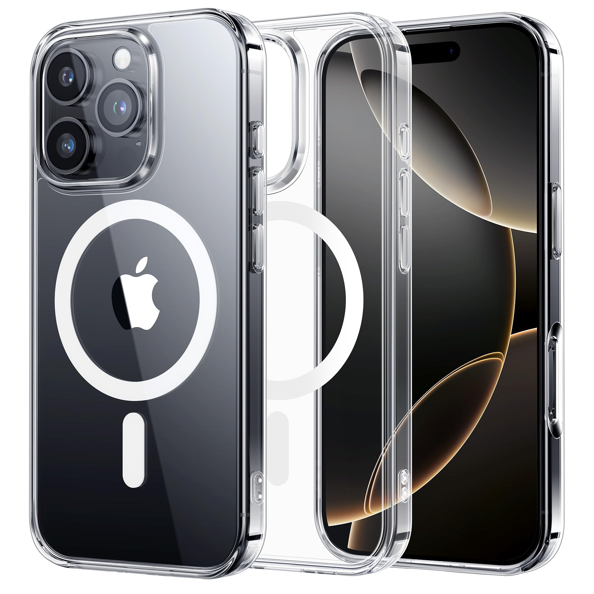 NIMASO iPhone 16 Pro 用 ケース MagSafe対応 黄変防止 マグネット搭載 マグセーフ対応 耐衝撃 米軍MIL規格 SGS認証 PC背面 いPhone16Pro 対応 傷つけ防止 薄型 ワイヤレス充電対応 ストラップホール付き アイフォン16プロ 対応（6.3インチ） スマホケース （氷星シリーズ）クリア NSC24G1480 の商品画像