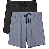 DAVID ARCHY Men’s Ultra Soft & Quick Dry Sleep Shorts Cotton Blend Pajama Shorts with Pockets and Fly, 2 Pack