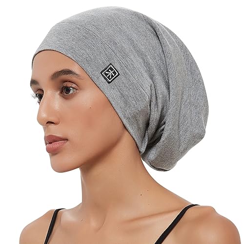 Satin Lined Sleep Cap Bamboo Silk Bonnet Stay on Slap Cap Slouchy