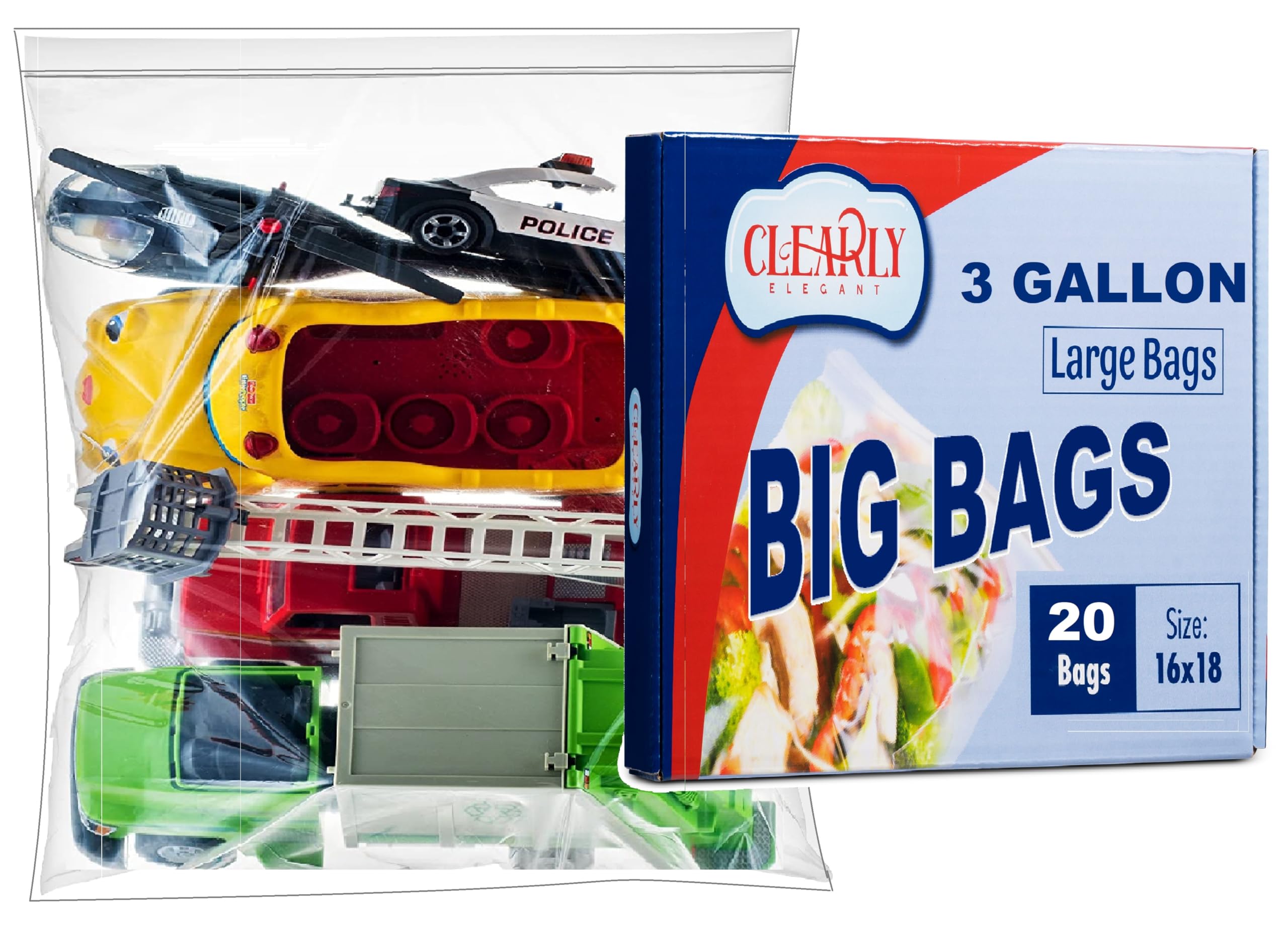 [ 20 Count ] Regular Roaster Storage Food Bags 16'' x 18'', 3.5 Gallon Large & Strong Clear - Zipper Top