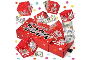 WenmthG 2024 Graduation Surprise Gift Box Explosion for Money - 8 Pcs Grad Money Gift Box with Confetti - Cash Gift Idea for Grad - Pop Out Folding Bounce Gift Box - Graduation Party Supplies (Red)
