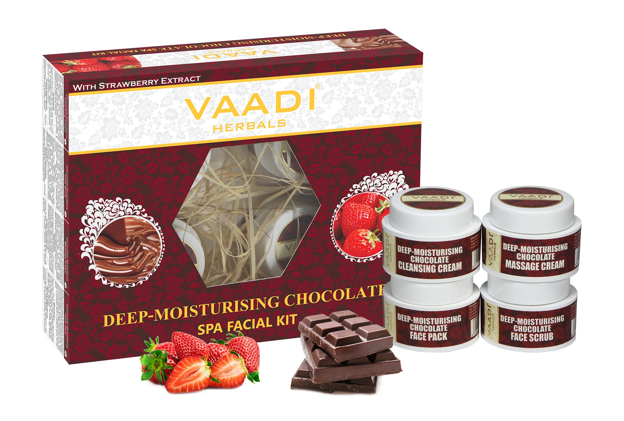 Vaadi Herbals Deep Moisturising Chocolate Spa Facial Kit with Strawberry Extract 1 X 70 gram