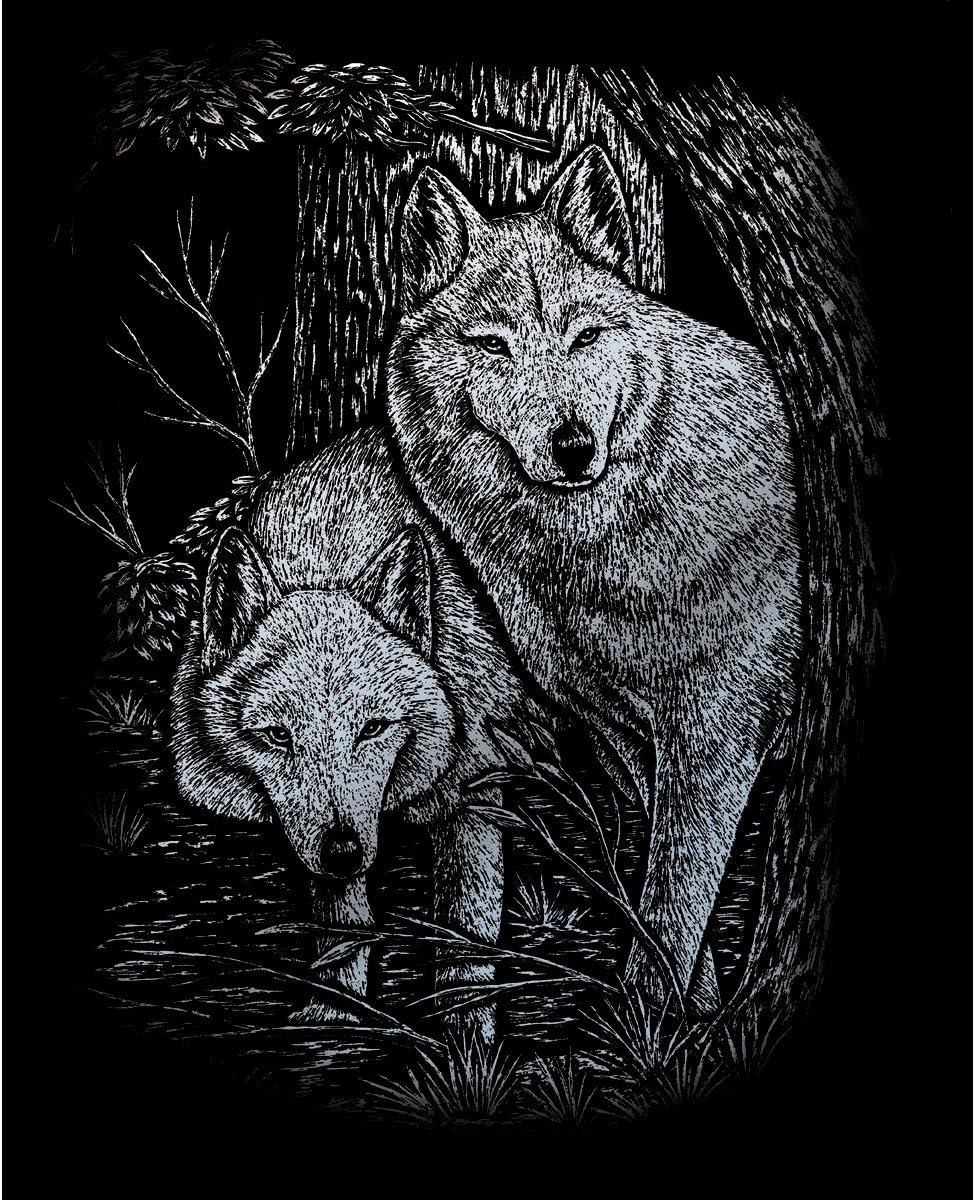 Royal & Langnickel Silver Engraving Art A4 Size Wolves in Trees Designed Painting Set
