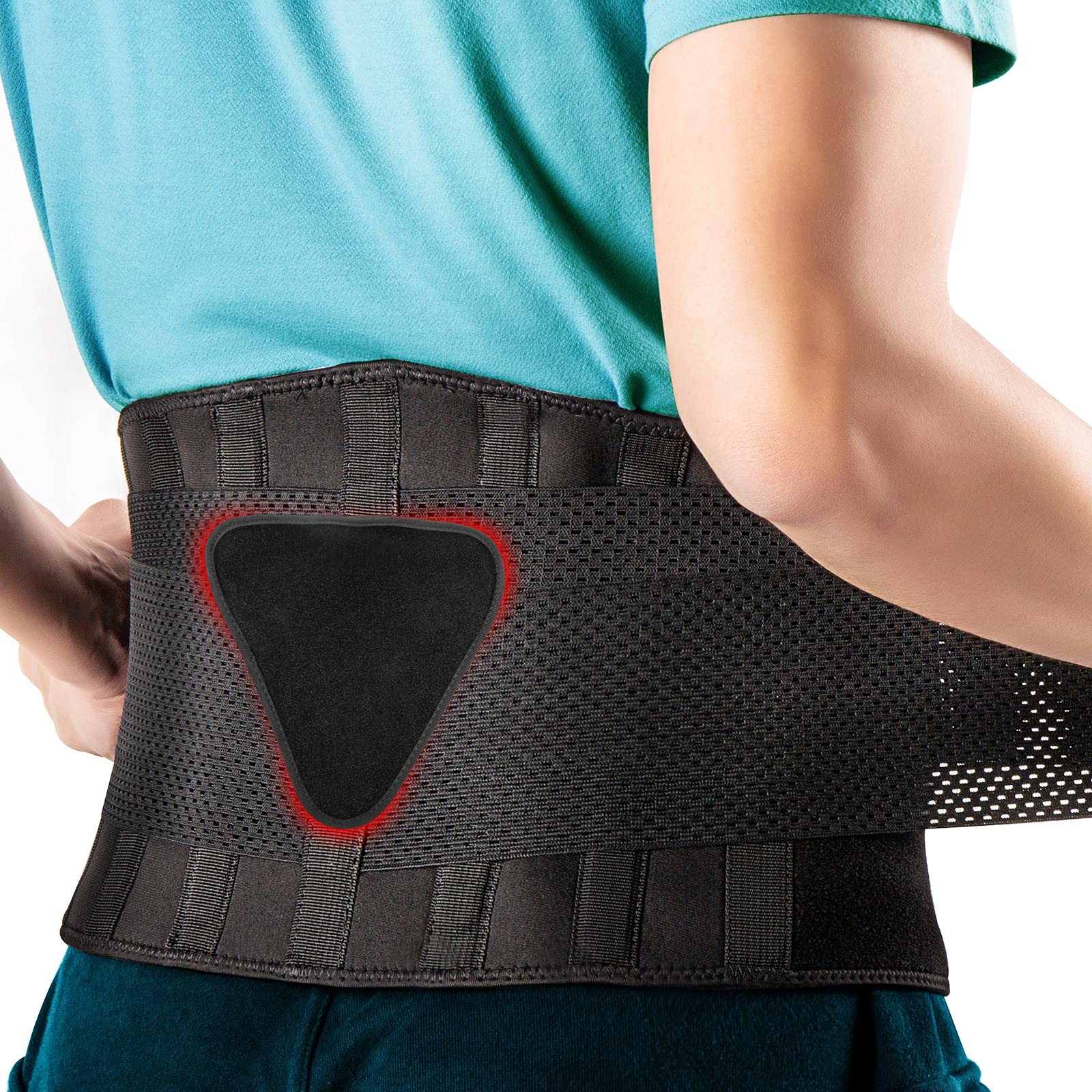 FEATOL Back Brace Support Belt-Lumbar Support Back Brace for Lifting,Back Pain, Sciatica, Scoliosis, Herniated Disc Adjustable Support Straps-Lower Back Brace with Removable Lumbar Pad for Men & Women