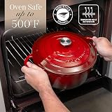 nuovva Enamelled Cast Iron Dutch Oven 5 Quart Red 24cm with Lid view 5