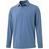 MICHEL ROUEN Mens Golf Shirts with Collard Dry fit Performance Heather Casual Activewear Long Sleeve Golf Polo Shirts for Men