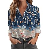 Womens Button Down Shirts Dressy Long Sleeve Floral Blouse Business Casual Work Office 2025 Fall Fashion Shirts