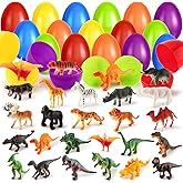 Shemira 24 Pack Easter Eggs Filled with Animal Dinosaur Toys, Easter Basket Stuffers Fillers, Easter Goodie Bag Stuffers, Easter Eggs Hunt, Easters' Party Favors Basket Essentials, Classroom Prizes