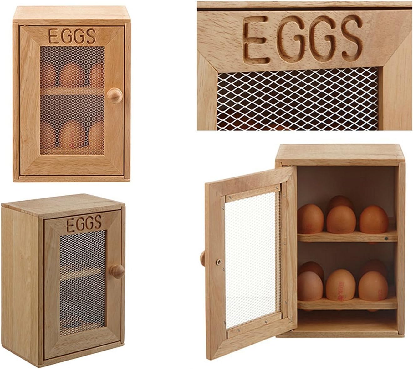 Homezone® Rustic Shabby Chic Wooden 2 Tier Egg Storage Rack Novelty"Eggs" Branded Pine