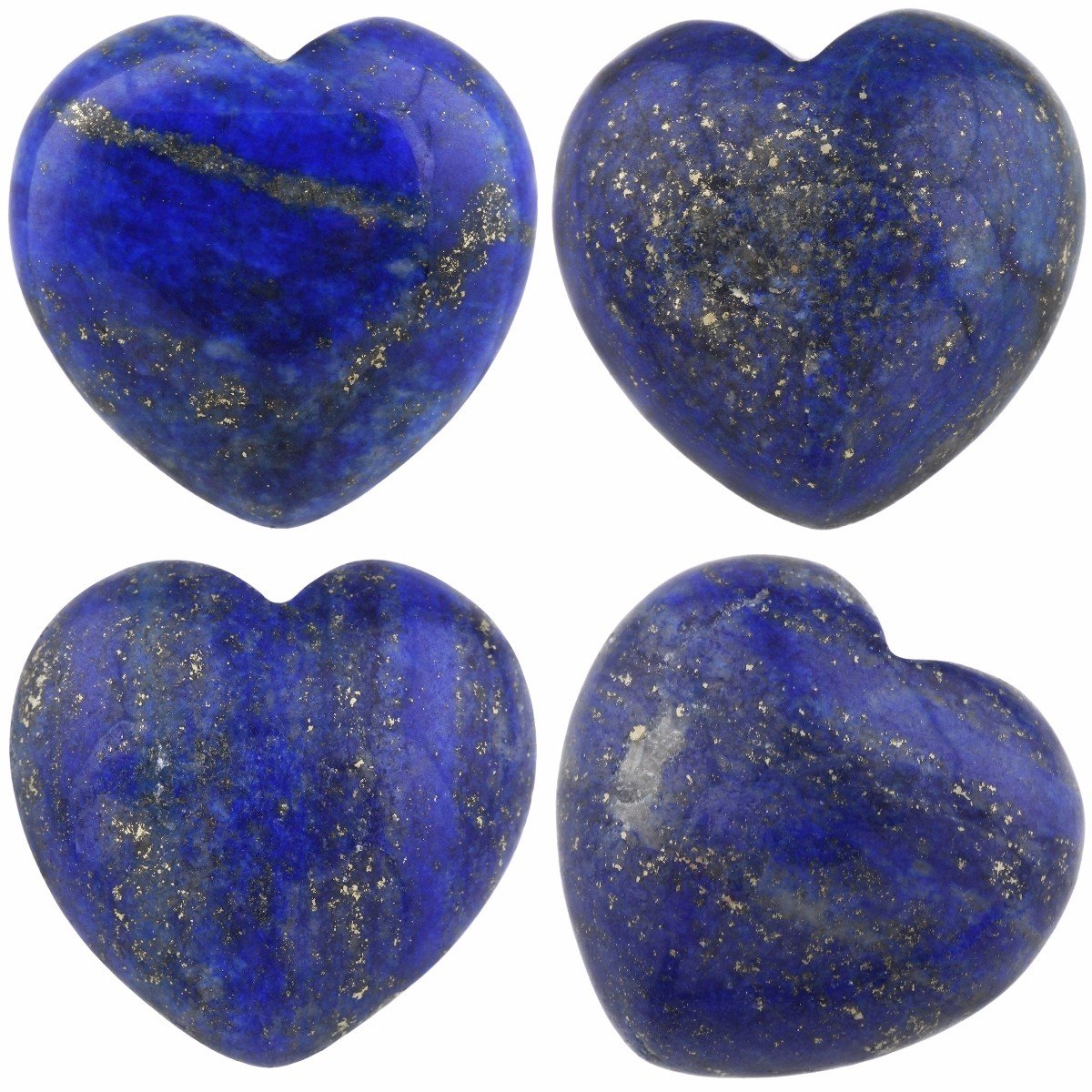 Shanxing Set of 4 25mm Lapis Lazuli Mini Heart Crystal Stone, Polished Tumbled Blue Crystal Puff Pack Love Heart Stone Gift Reiki Crystal Chakra Small Healing Pocket Worry Stone Blue Heart Room Decor