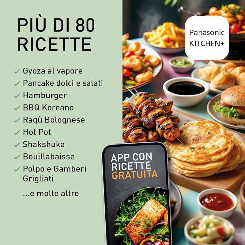 NF-GM400 Multi-Cooker Elettrico 4 in 1, Griglia elettrica, Friggere, Cottura Lenta, BBQ, Vapore, Saltare, 1400W, 40-250°C, 9 Modalità Automatiche, Piastre lavabili in lavastoviglie